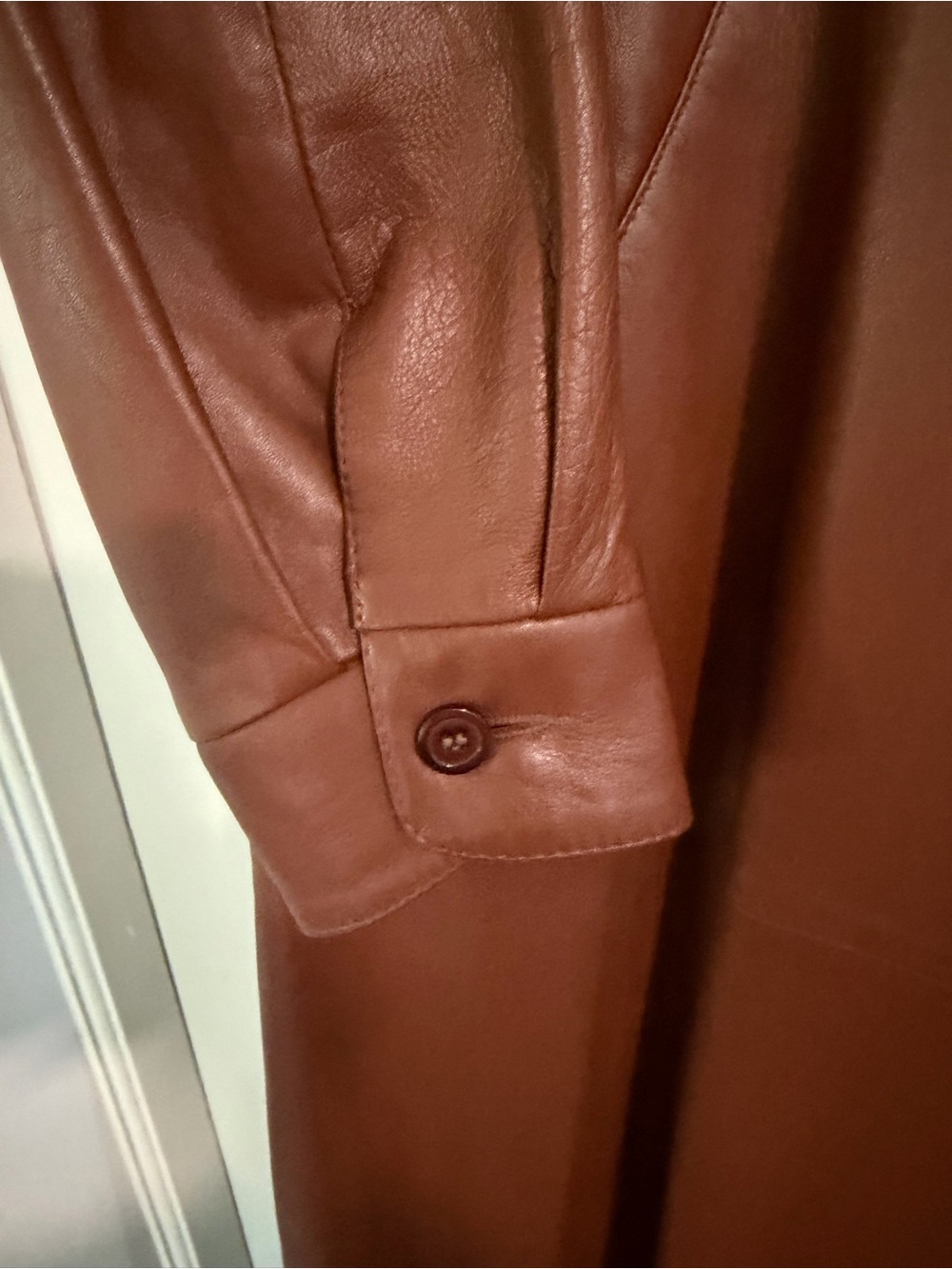 Remy Vintage 1980’s Full Length Soft Leather Trench Coat Cognac Women’s Small - Picture 4 of 9